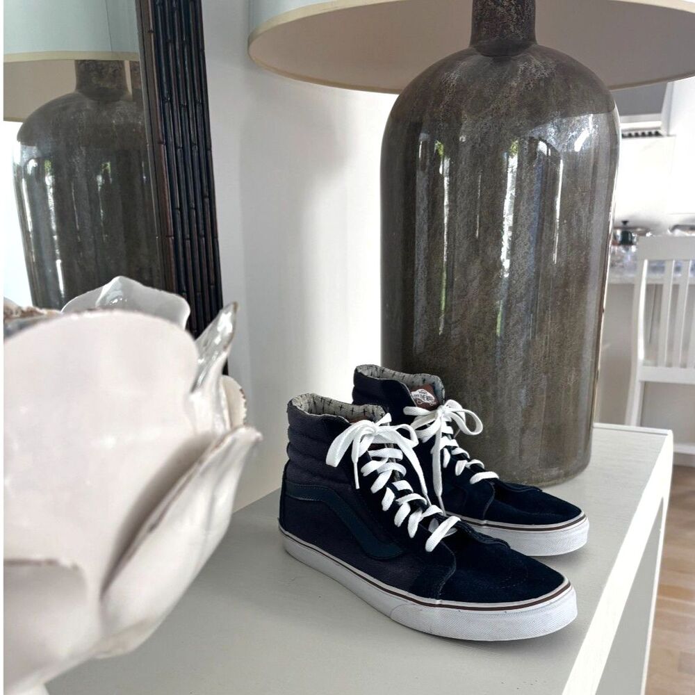 Vans Sk8-Hi Navy Blue Suede Canvas High Top Sneakers Men’s 9.5 / Women’s 11